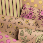 Printed Kraft Paper Gift Wrap Pack 1 Roll - 2M - Botanical Spot Yellow