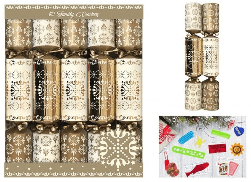 Crackers - Pack Of Ten Family Crackers GOLD DAMASK 30cm