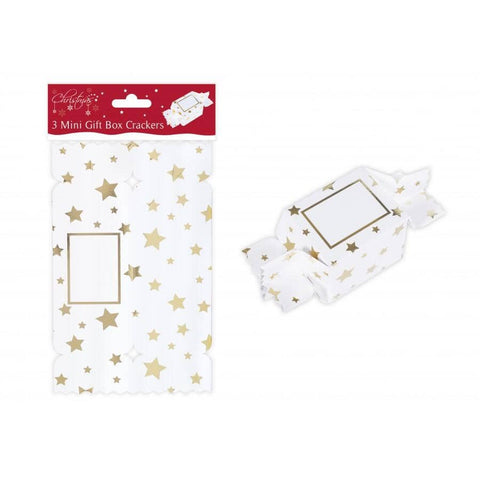 Crackers - THREE MINI GIFT BOX CRACKERS - Gold Stars