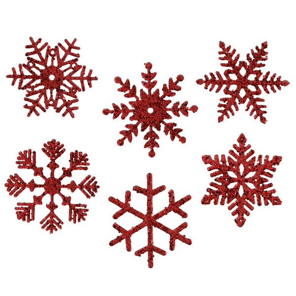 Crackers - THREE MINI GIFT BOX CRACKERS - Red Snowflakes