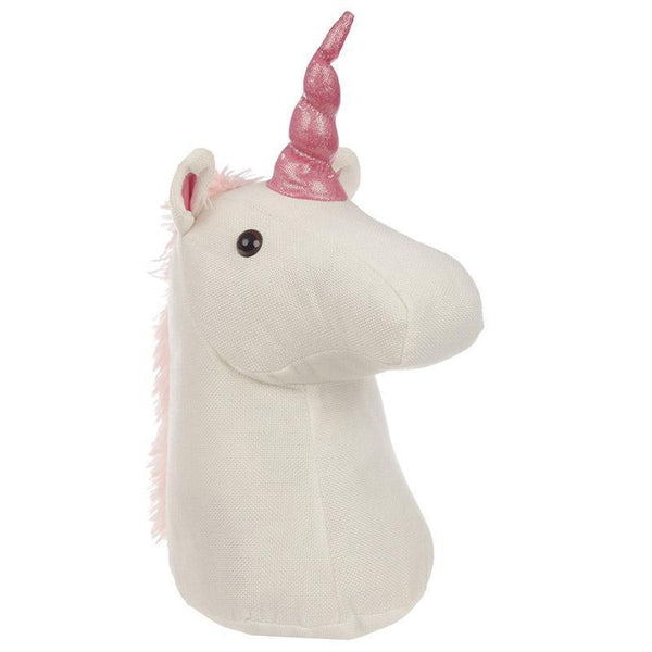 Door Stop - White Unicorn Shaped Door Stop - Enchanted Rainbow