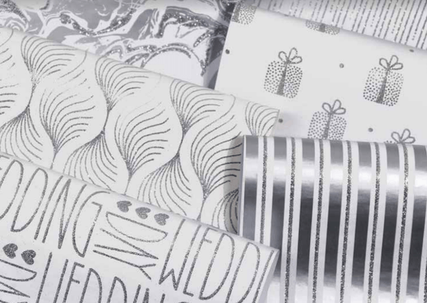Glitter Rollwrap Paper Gift Wrap Roll - 2M - Love Icicle Silver