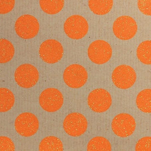 Printed Kraft Paper Gift Wrap Pack 1 Roll - 2M - Spot Neon Glitter Orange