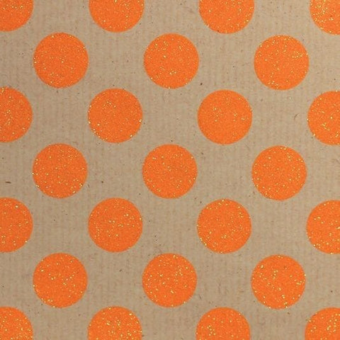 Printed Kraft Paper Gift Wrap Pack 1 Roll - 2M - Spot Neon Glitter Orange