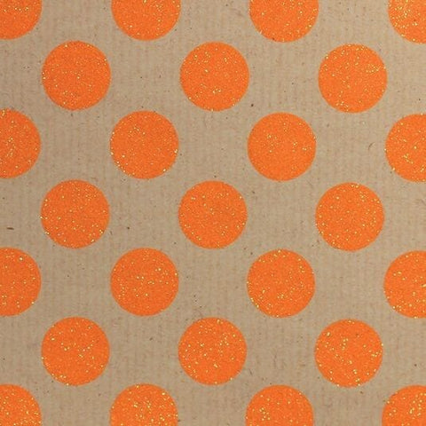Printed Kraft Paper Gift Wrap Pack 1 Roll - 2M - Spot Neon Glitter Orange