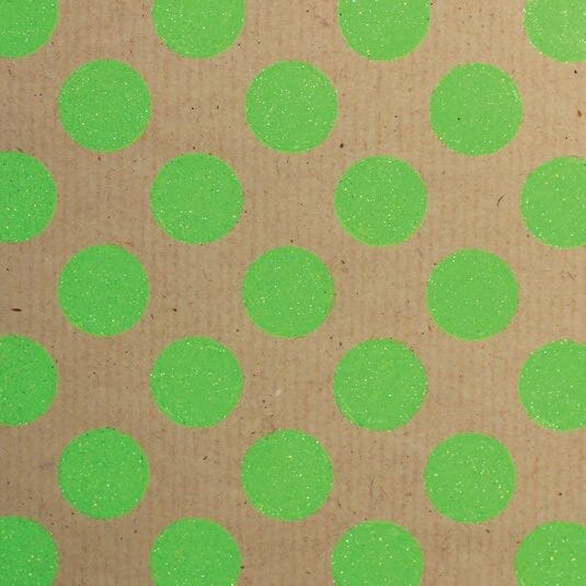 Printed Kraft Paper Gift Wrap Pack 1 Roll - 2M - Spot Neon Glitter Green