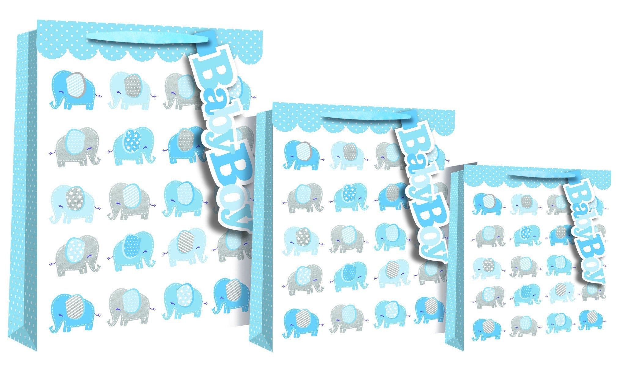 Gift Bag - Baby Boy - Elephant Design Gift Bag - Medium Size 22 X 10 X 25cm