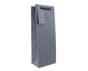 Gift Bag - Black Glimmer Gift Bottle Bag - Bottle Size 13 X 9 X 36cm