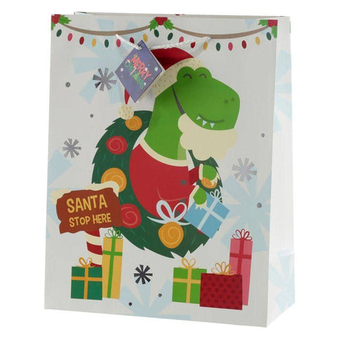 Gift Bag - Christmas Dinosaur Design Gift Bag 26 X 12 X 33cm - Large