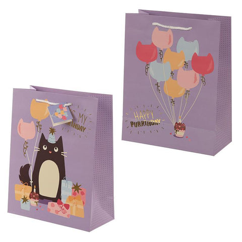 Gift Bag - Feline Fine Cat Design Gift Bag 26 X 12 X 33cm - Happy Purrthday!