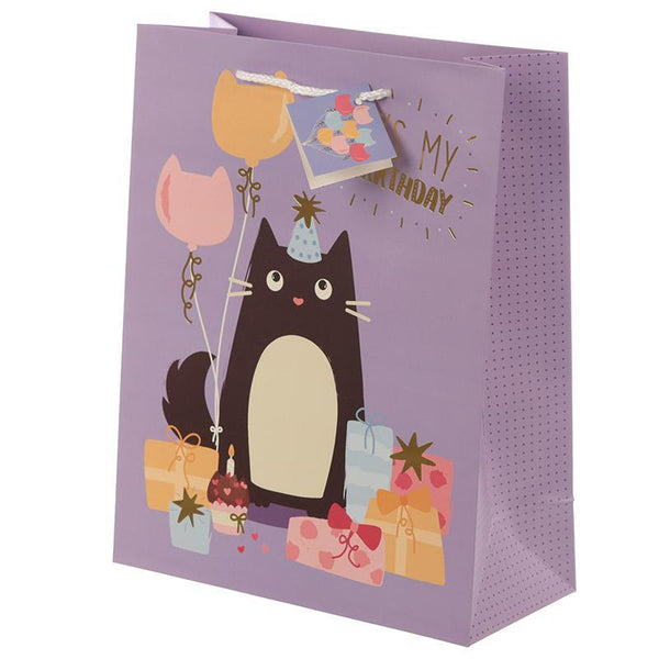 Gift Bag - Feline Fine Cat Design Gift Bag 26 X 12 X 33cm - Happy Purrthday!