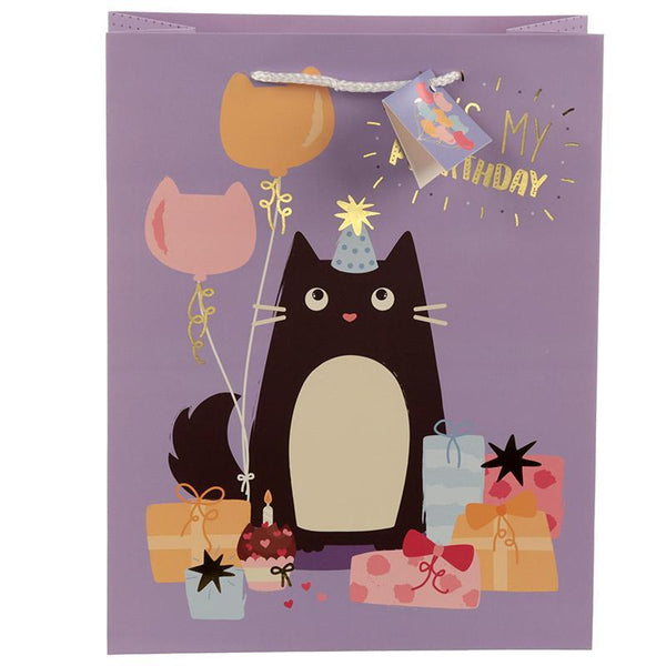 Gift Bag - Feline Fine Cat Design Gift Bag 26 X 12 X 33cm - Happy Purrthday!