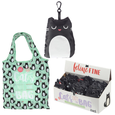 Gift Bag - Foldable Reusable Eco Friendly Shopping Bag - Feline Fine The Cats Out Of The Bag