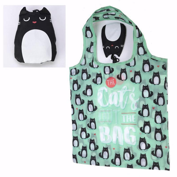 Gift Bag - Foldable Reusable Eco Friendly Shopping Bag - Feline Fine The Cats Out Of The Bag