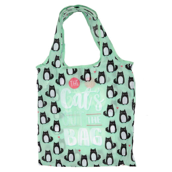 Gift Bag - Foldable Reusable Eco Friendly Shopping Bag - Feline Fine The Cats Out Of The Bag