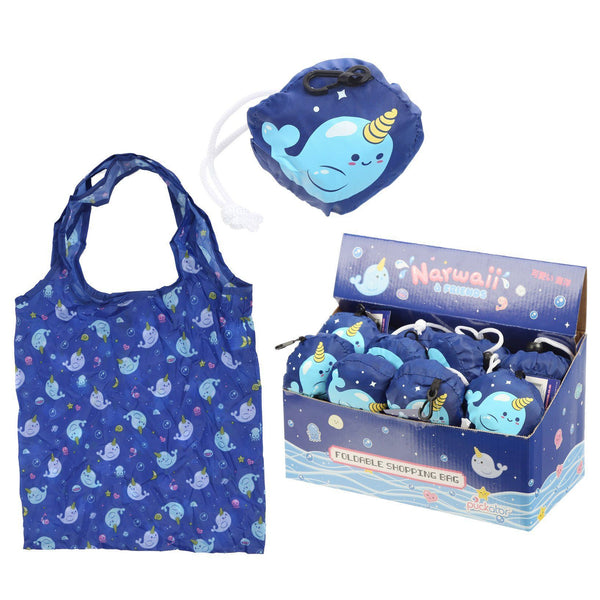 Gift Bag - Foldable Reusable Eco Friendly Shopping Bag - Kawaii Narwhal Unicorn Of The Sea