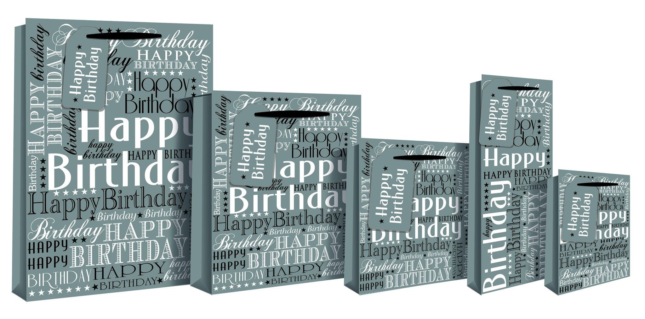 Gift Bag - Happy Birthday Design Gift Bottle Bag 36 X 9 X 13cm - Silver Foil
