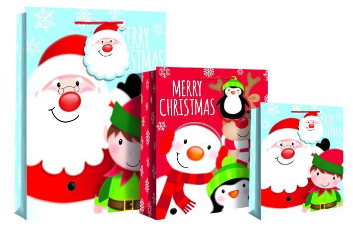 Gift Bag - Merry Christmas Design Gift Bag 46 X 10 X 33cm - Santa & Snowman XL