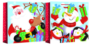 Gift Bag - Merry Christmas Jumbo Xmas Bag - Santa & Snowman