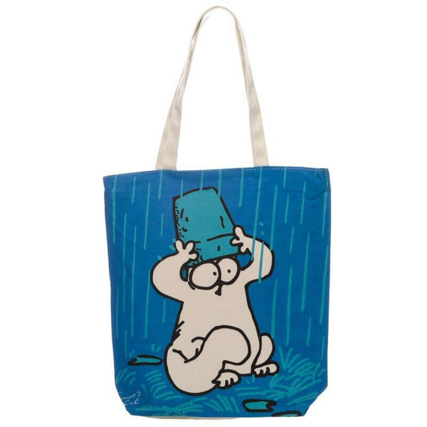 Gift Bag - New Blue Simon's Cat Design Cotton Bag With Zip & Lining
