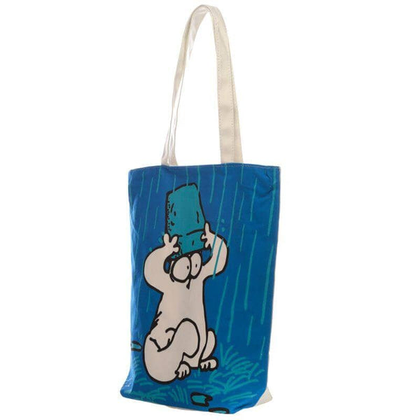 Gift Bag - New Blue Simon's Cat Design Cotton Bag With Zip & Lining