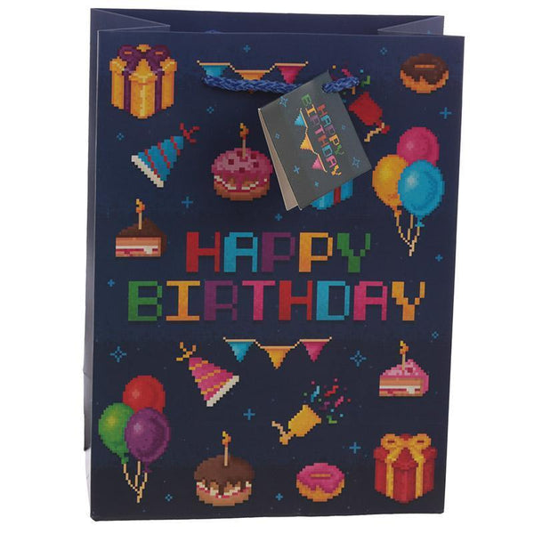 Gift Bag - Retro Gaming Design Gift Bag 17 X 9 X 23cm - Happy Birthday