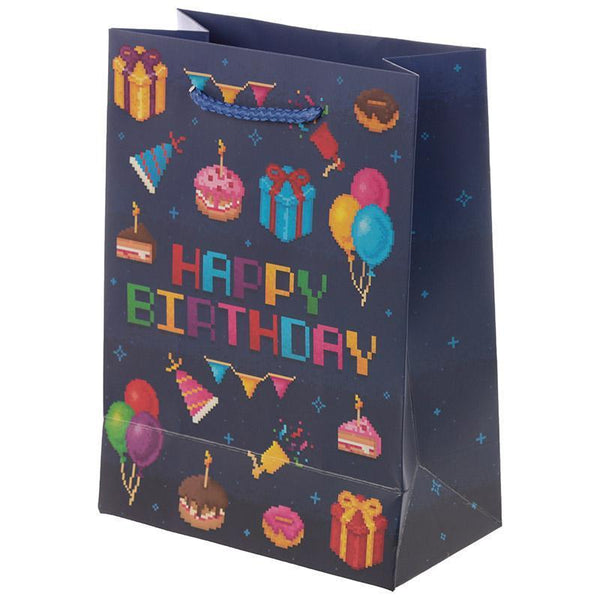 Gift Bag - Retro Gaming Design Gift Bag 17 X 9 X 23cm - Happy Birthday