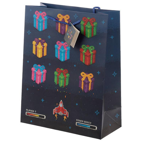 Gift Bag - Retro Gaming Design Gift Bag 26 X 12 X 33cm - Happy Birthday