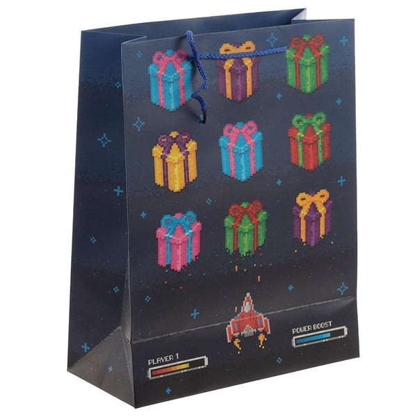 Gift Bag - Retro Gaming Design Gift Bag 26 X 12 X 33cm - Happy Birthday
