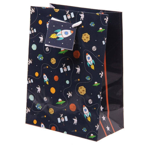 Gift Bag - Rocket And Planet Gift Bag 17 X 9 X 23cm