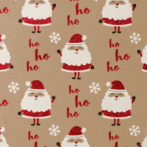 Gift Wrap - Glitter Kraft Paper Gift Wrap Roll - 2M - Lapland Ho Ho Santa