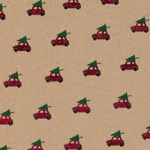 Gift Wrap - Glitter Kraft Paper Gift Wrap Roll - 2M - Lapland  Mini Car With Tree