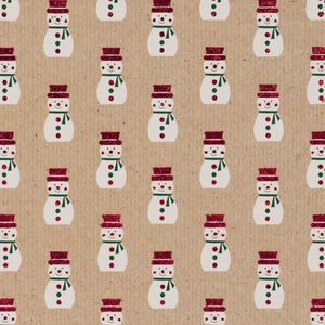 Gift Wrap - Glitter Kraft Paper Gift Wrap Roll - 2M - Lapland Mini Snowman