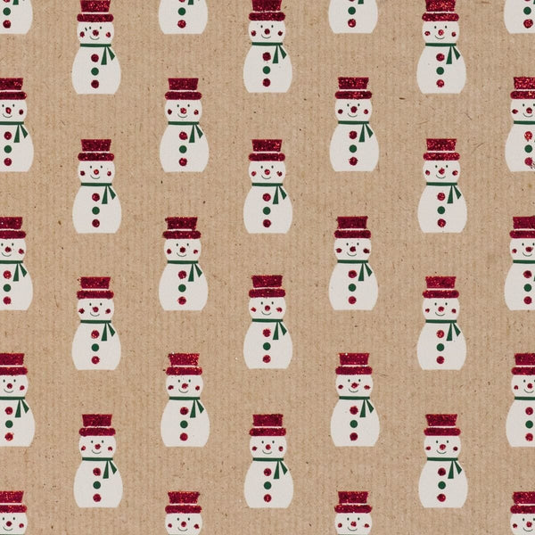 Gift Wrap - Glitter Kraft Paper Gift Wrap Roll - 2M - Lapland Mini Snowman
