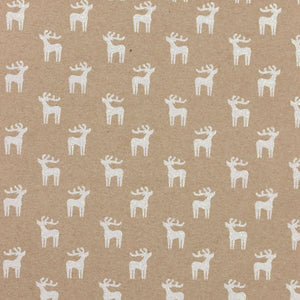 Gift Wrap - Glitter Kraft Paper Gift Wrap Roll - 2M - Lapland Mini White Reindeer
