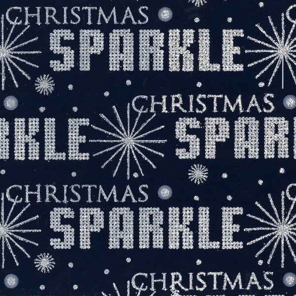 Gift Wrap - Glitter Rollwrap Paper Gift Wrap Roll - 2M - Christmas Sparkle On Navy