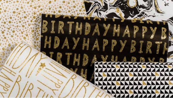 Gift Wrap - Glitter Rollwrap Paper Gift Wrap Roll - 2M - Deco Happy Birthday
