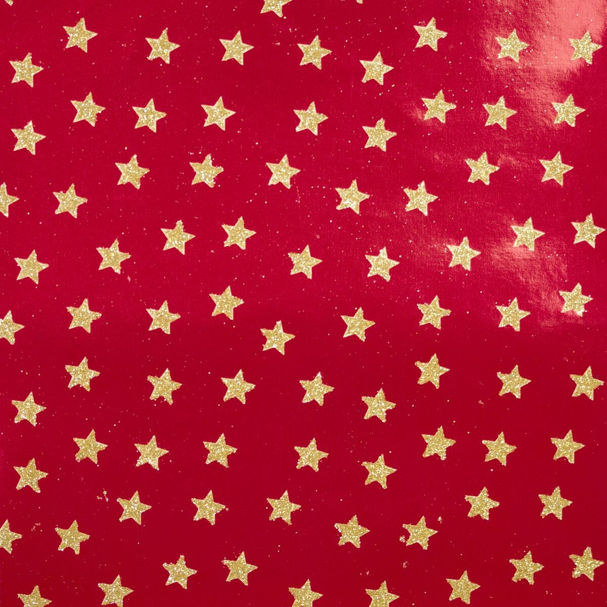 Gift Wrap - Glitter Rollwrap Paper Gift Wrap Roll - 2M - Ornate Brocade Gold Star On Red