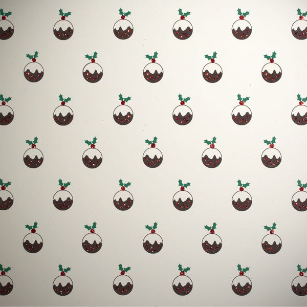Gift Wrap - Printed Kraft Paper Gift Wrap Pack 1 Roll - 2M - Bio-Glitter Christmas Pudding