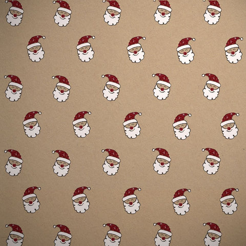 Gift Wrap - Printed Kraft Paper Gift Wrap Pack 1 Roll - 2M - Bio-Glitter Santa