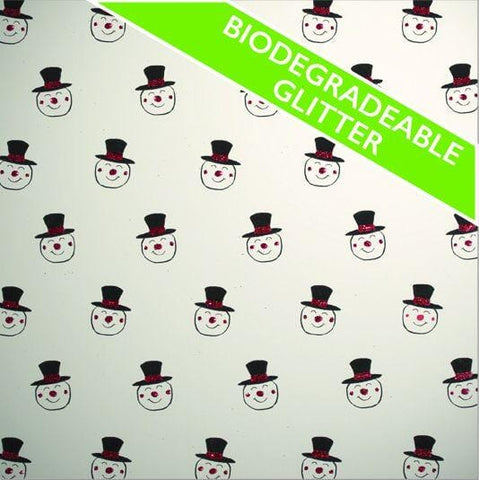 Gift Wrap - Printed Kraft Paper Gift Wrap Pack 1 Roll - 2M - Bio-Glitter Snowman