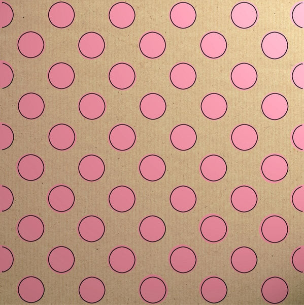 Gift Wrap - Printed Kraft Paper Gift Wrap Pack 1 Roll - 2M - Botanical Spot Pink