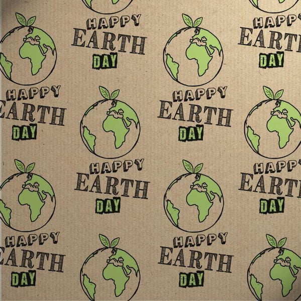 Gift Wrap - Printed Kraft Paper Gift Wrap Pack 1 Roll - 2M - Happy Earth Day