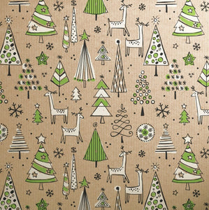 Gift Wrap - Printed Kraft Paper Gift Wrap Pack 1 Roll - 3M - Doodles Christmas Green Trees