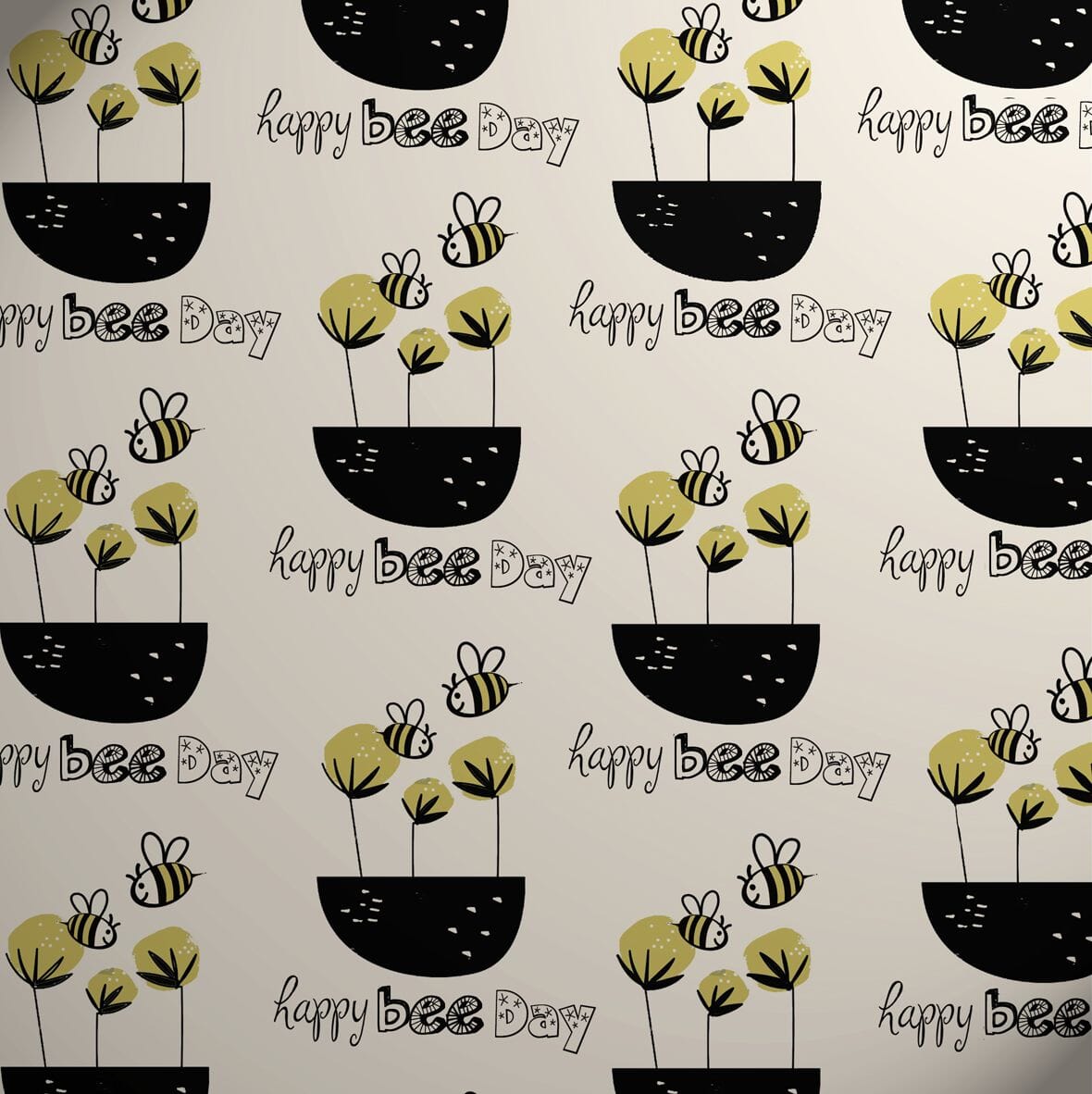 Printed Kraft Paper Gift Wrap Pack 1 Roll - 2M - Happy Earth Bee