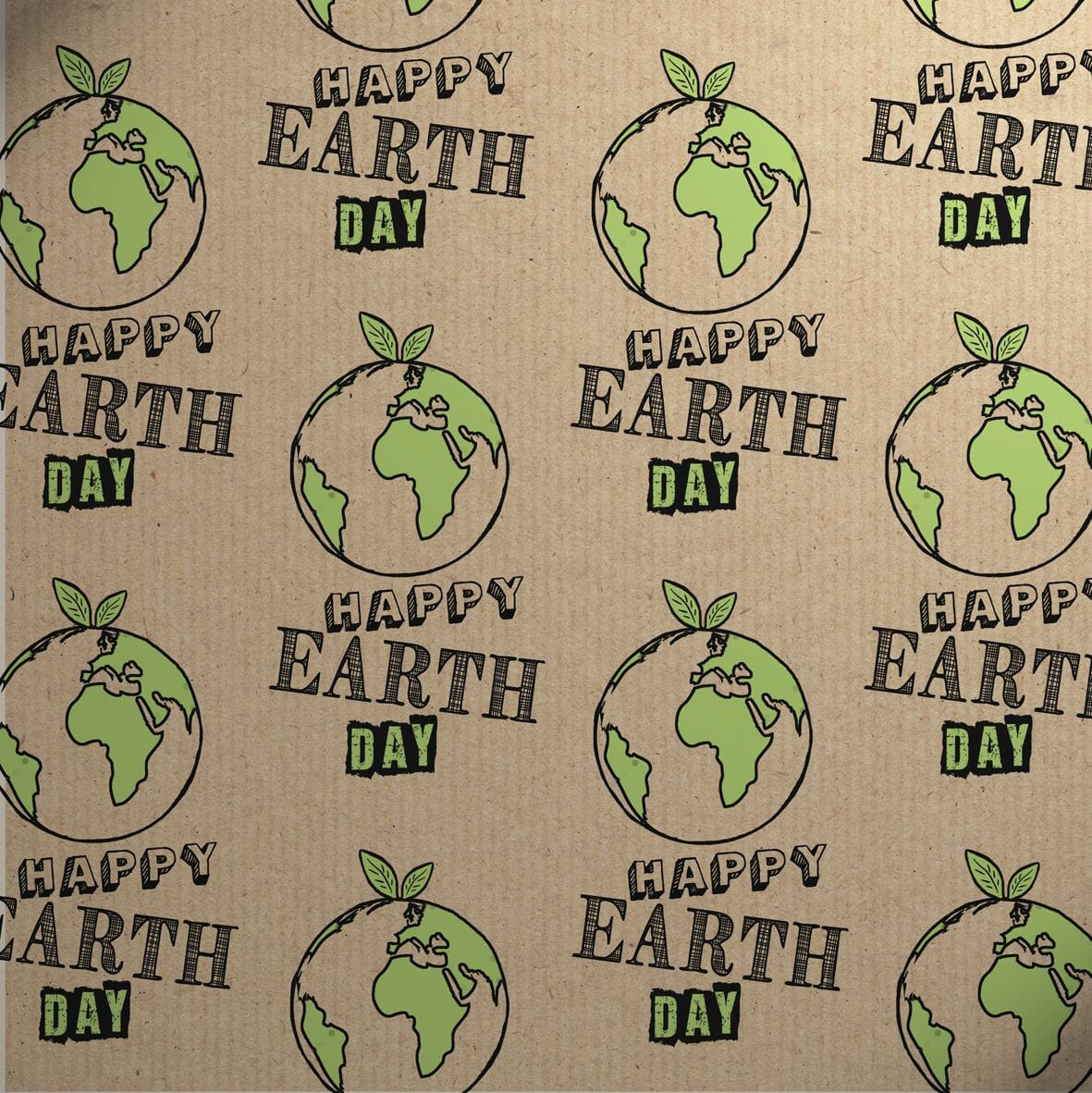 Printed Kraft Paper Gift Wrap Pack 1 Roll - 2M - Happy Earth Day