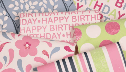 Glitter Rollwrap Paper Gift Wrap Roll - 2M - Happy Birthday Iridescent Pink