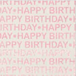 Glitter Rollwrap Paper Gift Wrap Roll - 2M - Happy Birthday Iridescent Pink