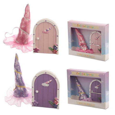 Magic Door - Cute Collectable Unicorn Horn Party Hat & Magic Door - Believe In Unicorns - Glitter Gift Set