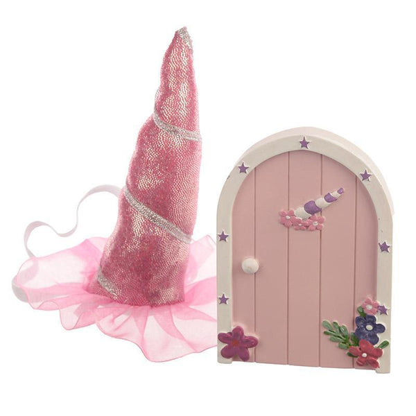 Magic Door - Cute Collectable Unicorn Horn Party Hat & Magic Door - Believe In Unicorns - Glitter Gift Set